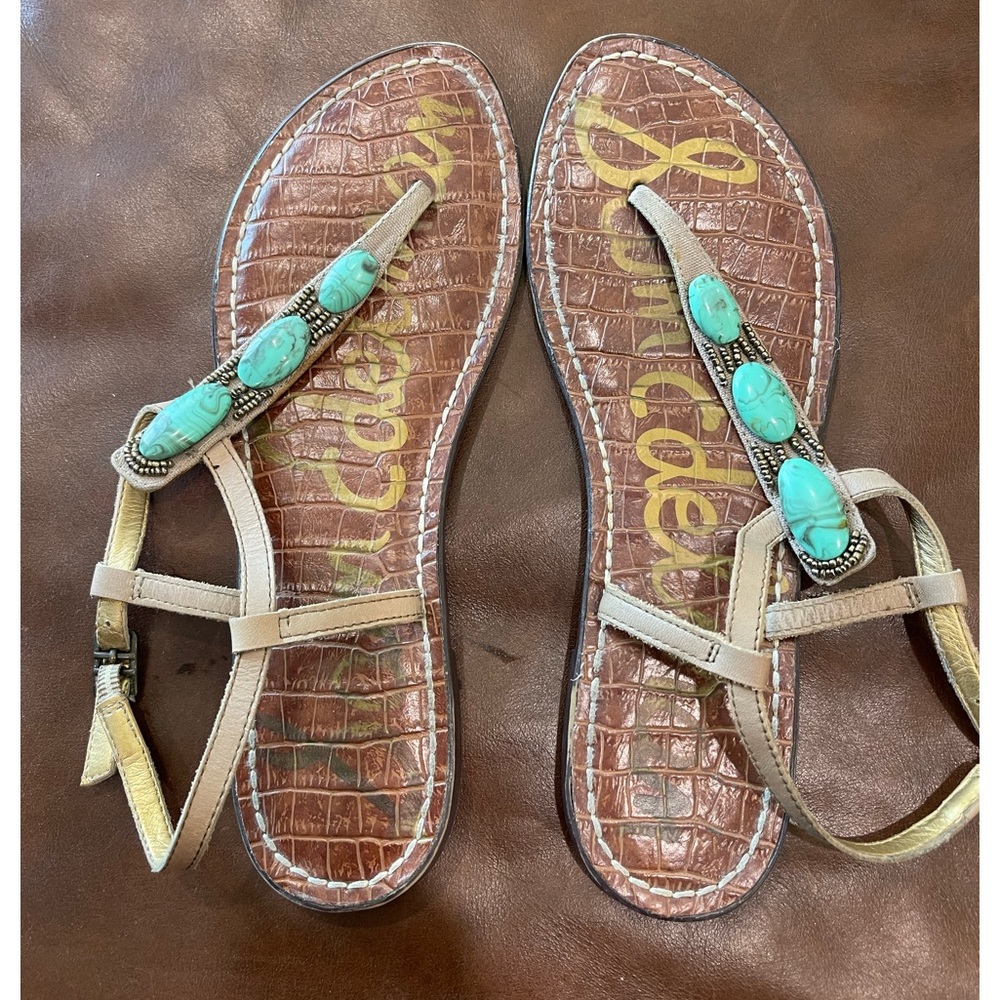 Sam Edelman turquoise and beaded sandals.  Size 7 1/2